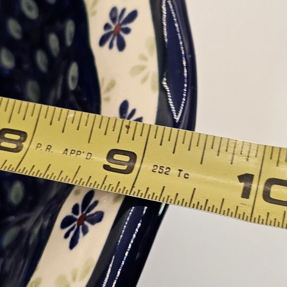 Unique Polish Pottery Fruit Bowl with Artist Initials - Grapes Motif - Picture 8 of 9